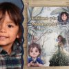 Niño sonriente con su cuento personalizado ambientado en la selva amazónica, con su foto y nombre en la portada.