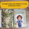 Segunda vista del libro abierto con escenas de animales, árboles y valores ecológicos para niños.