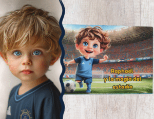 Portada del cuento personalizado "La Magia del Estadio" para niños apasionados por el fútbol