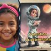 libro-personalizado-la-astronauta-portada Portada del cuento infantil personalizado “La Astronauta” con temática espacial y cósmica