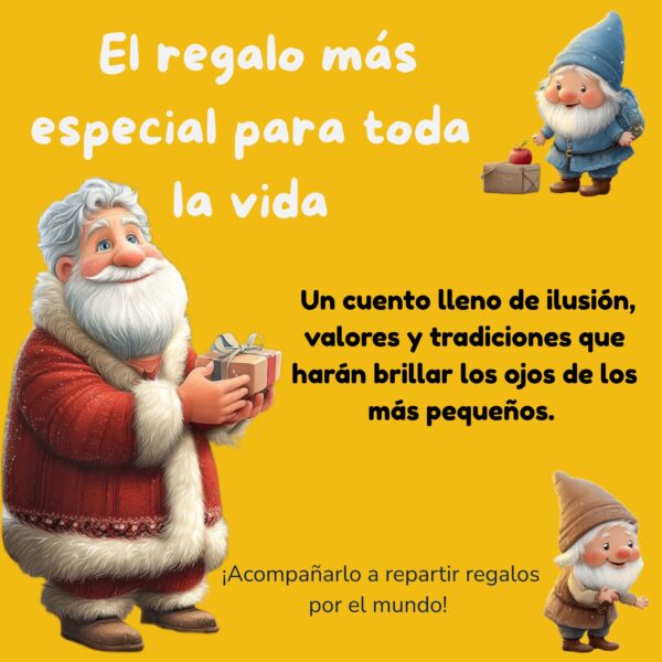 cuento-personalizado-navidad-papa-noel-sala Escena mágica del cuento donde Papá Noel aparece en la sala de Santiago durante la Nochebuena